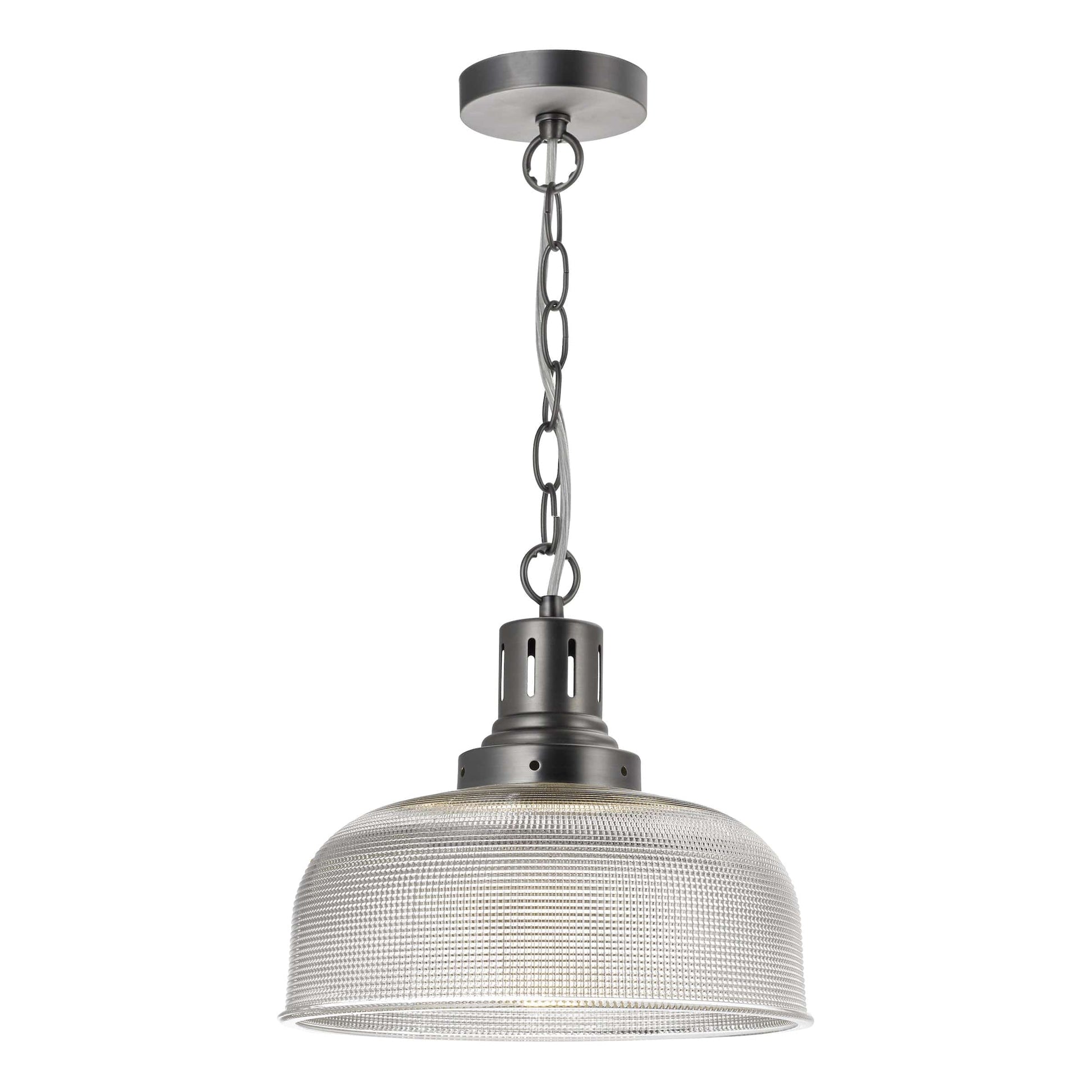 dar lighting Tack 1 Light Pendant Antique Chrome Textured glass TAC0161