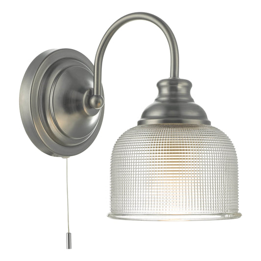 dar lighting Tack Wall Light Antique Chrome & Textured Glass TAC0761