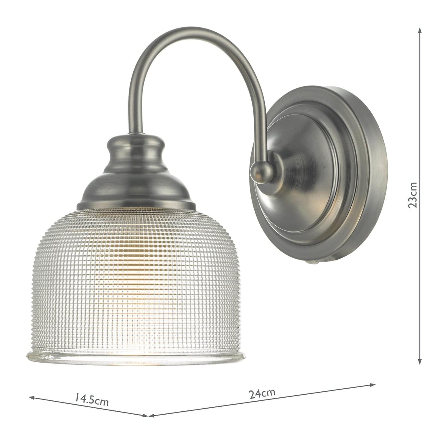 dar lighting Tack Wall Light Antique Chrome & Textured Glass TAC0761