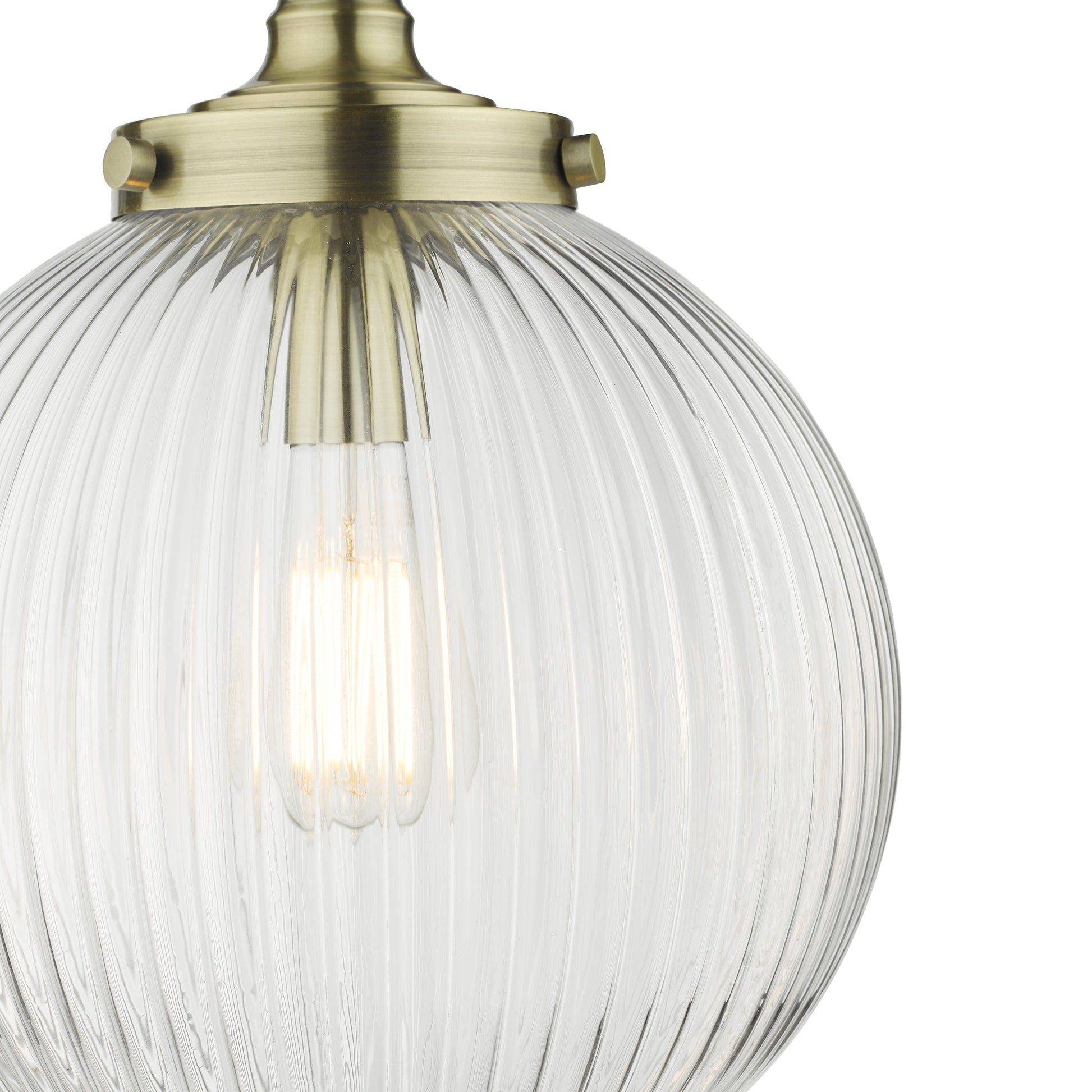 dar lighting Tamara 1 Light Single Pendant Antique Brass Ribbed Glass TAM0175