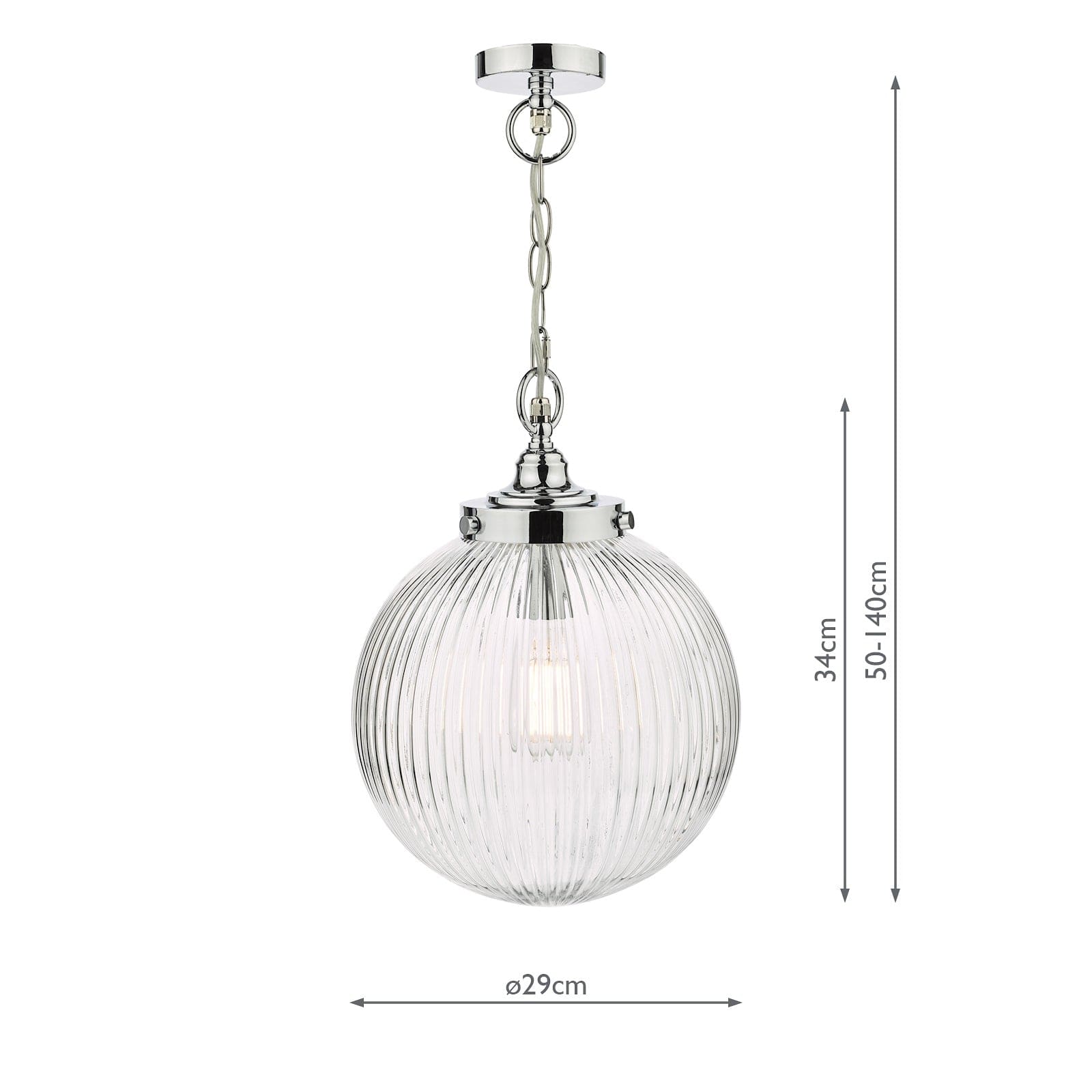 dar lighting Tamara Bathroom Pendant Polished Chrome Ribbed Glass IP44 TAM0150-IP44