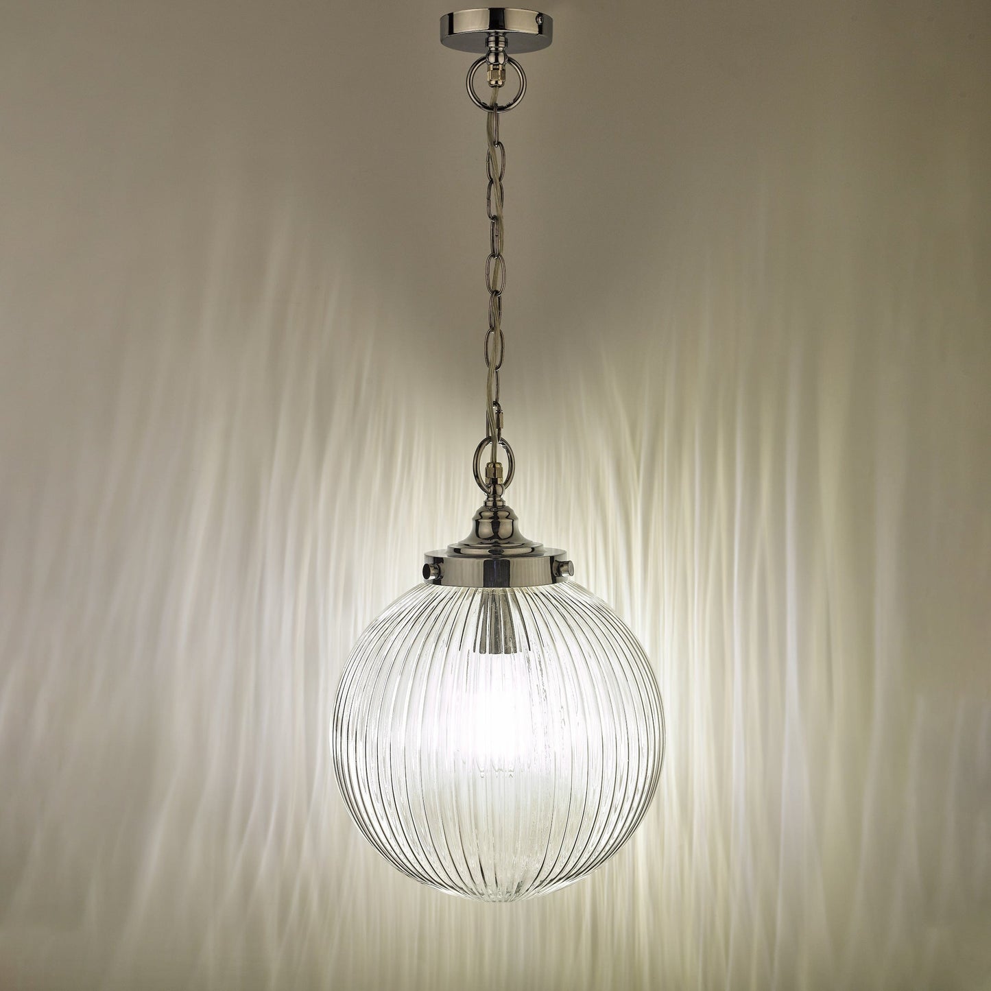 dar lighting Tamara Bathroom Pendant Polished Chrome Ribbed Glass IP44 TAM0150-IP44