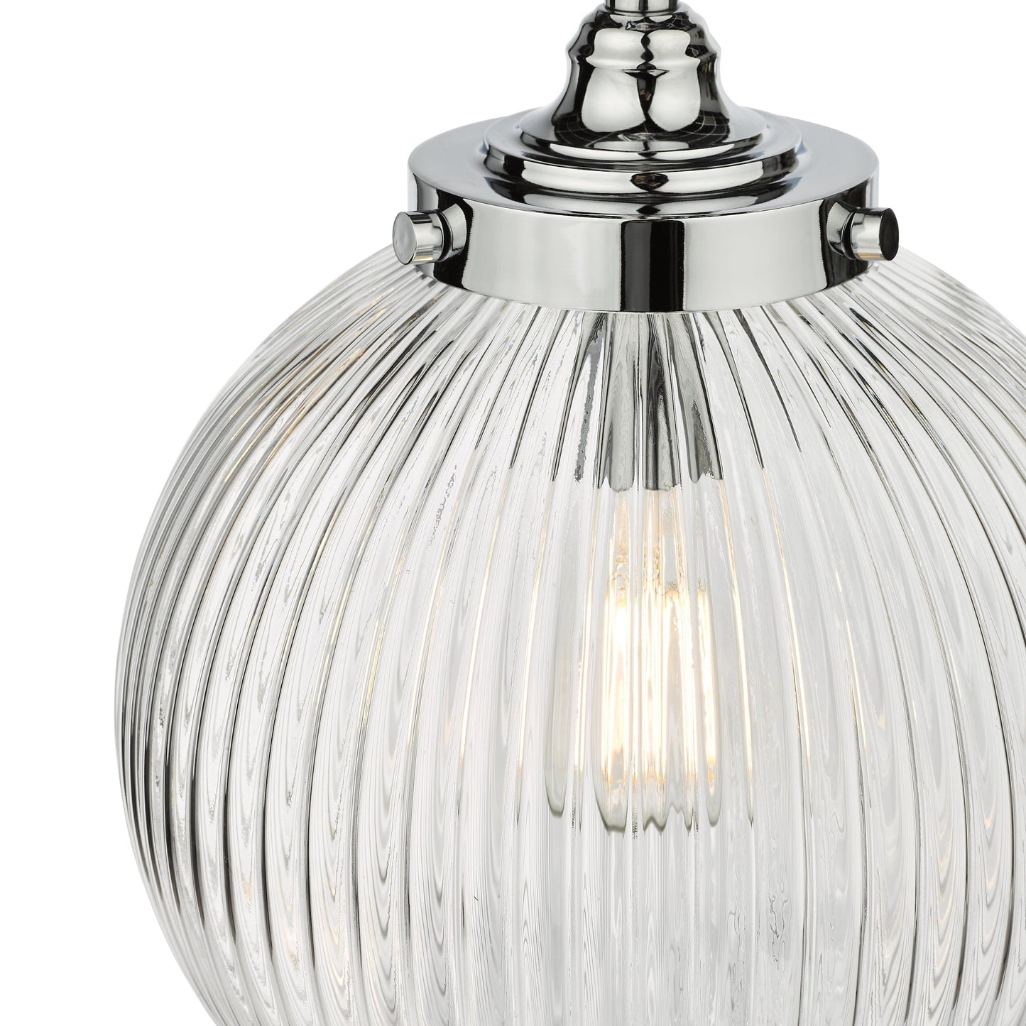 dar lighting Tamara Bathroom Pendant Polished Chrome Ribbed Glass IP44 TAM0150-IP44