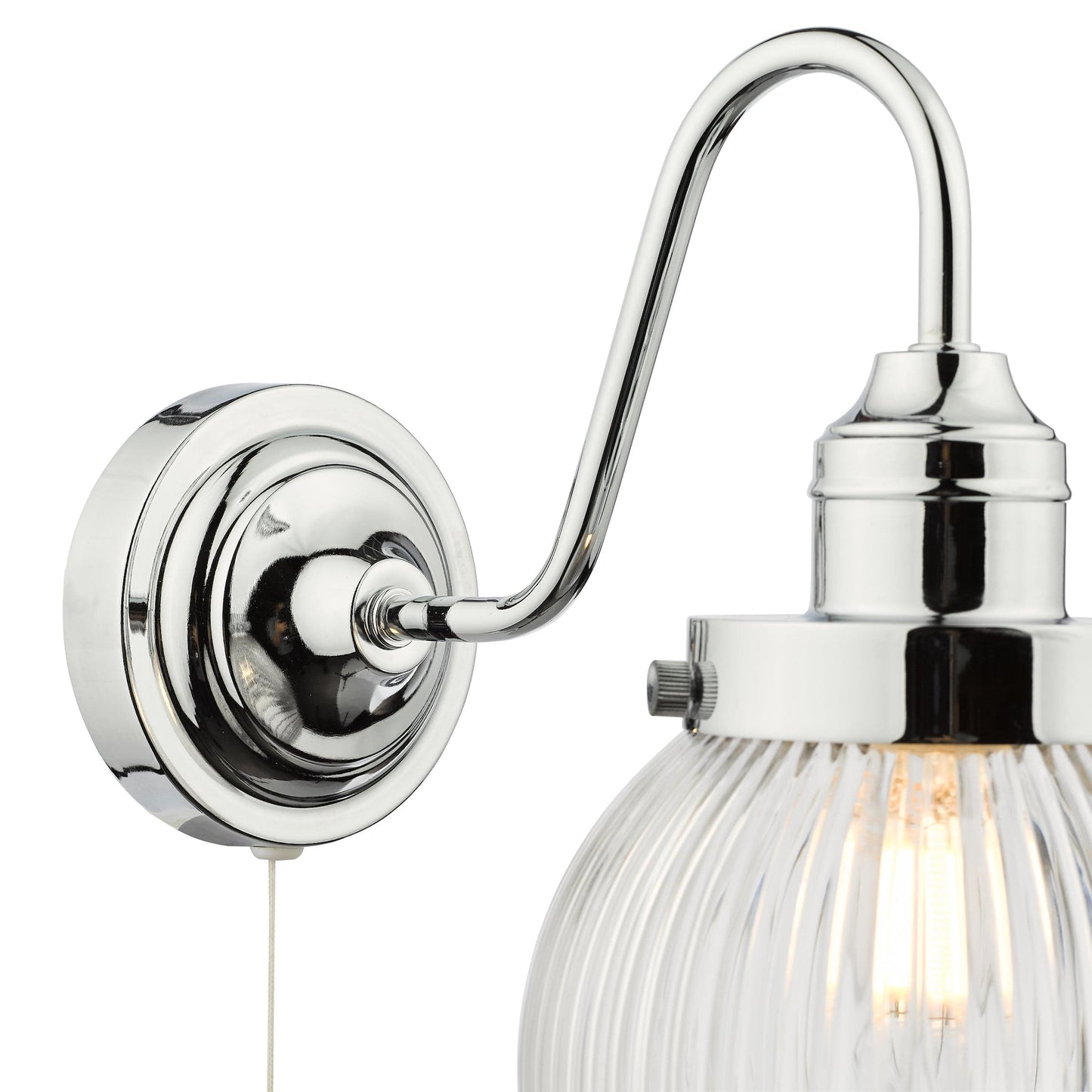 dar lighting Tamara Bathroom Wall Light Polished Chrome Ribbed Glass IP44 TAM0750-IP44