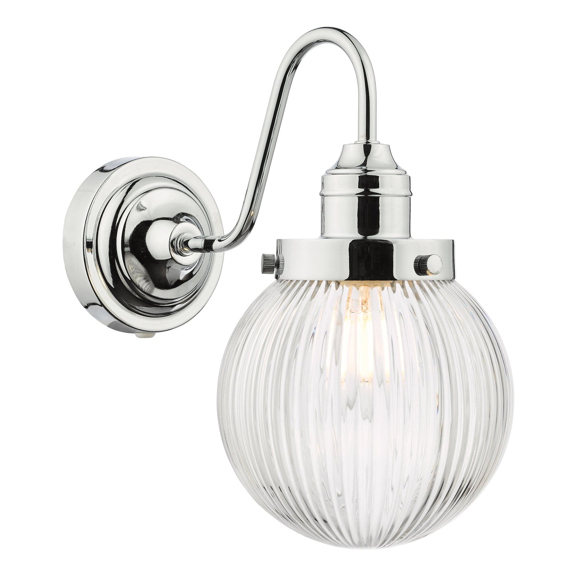 dar lighting Tamara Bathroom Wall Light Polished Chrome Ribbed Glass IP44 TAM0750-IP44