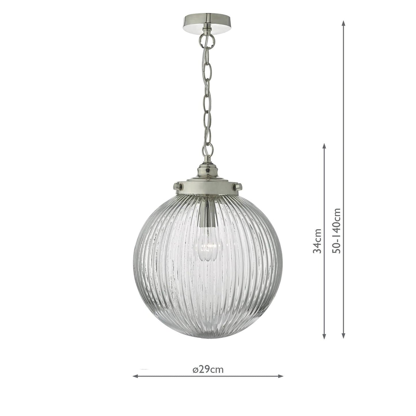 dar lighting Tamara Pendant Satin Nickel & Ribbed Glass TAM0138