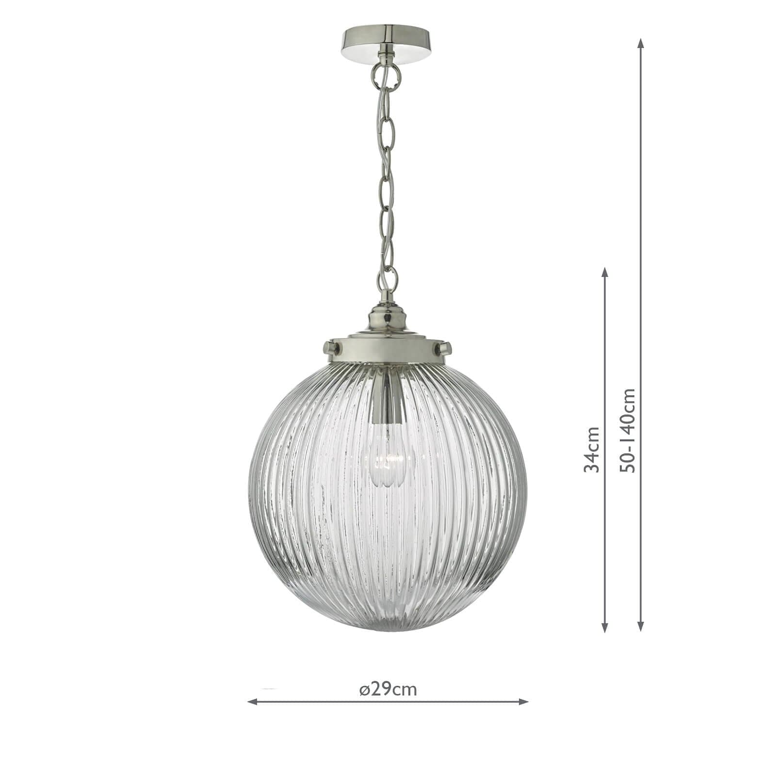 dar lighting Tamara Pendant Satin Nickel & Ribbed Glass TAM0138