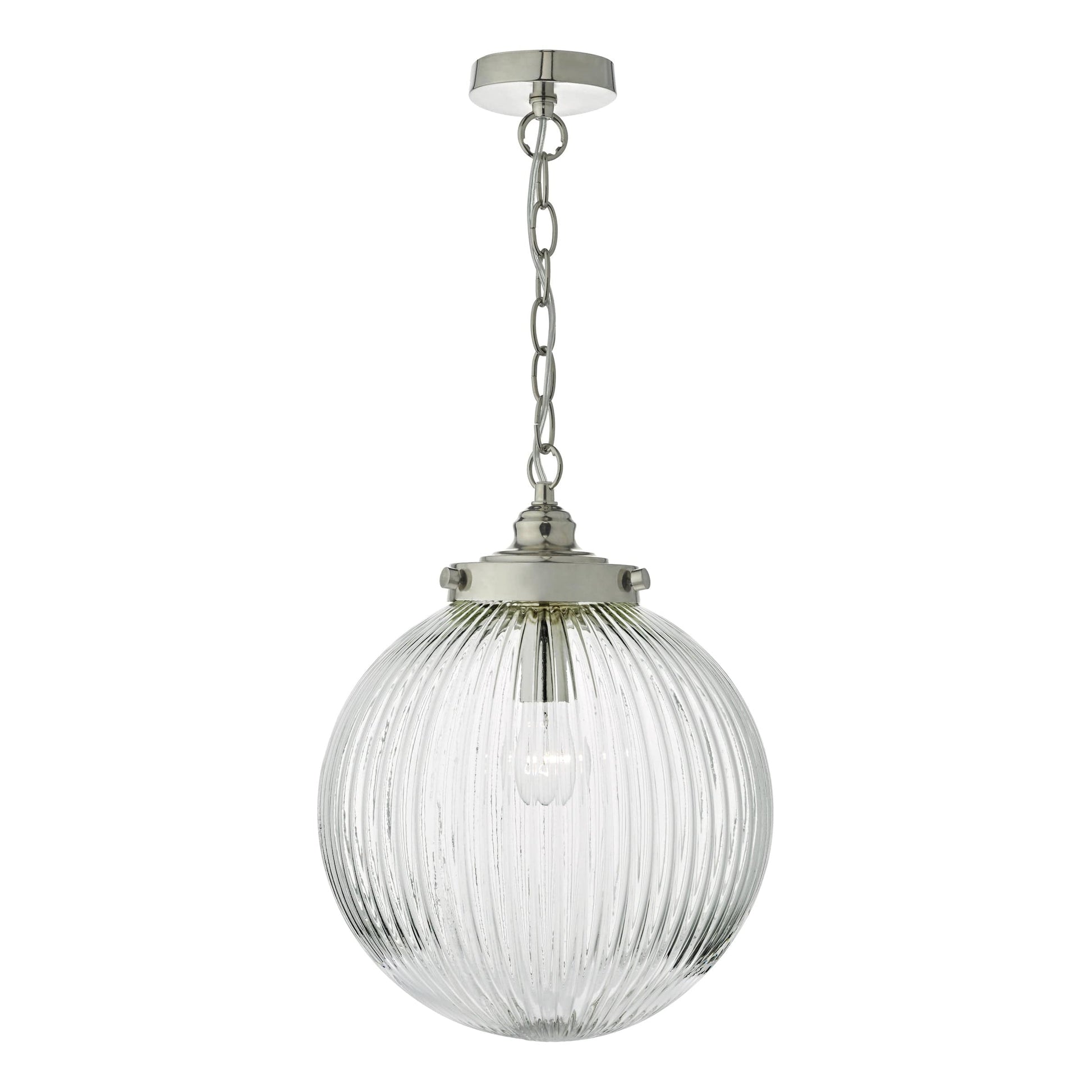 dar lighting Tamara Pendant Satin Nickel & Ribbed Glass TAM0138