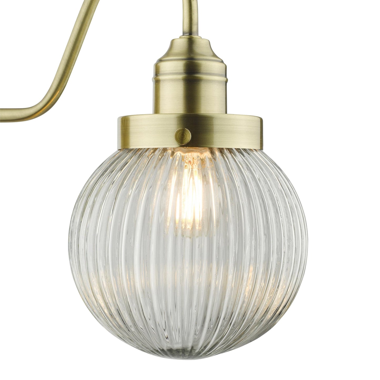 dar lighting Tamara Wall Light Antique Brass Ribbed Glass TAM0775