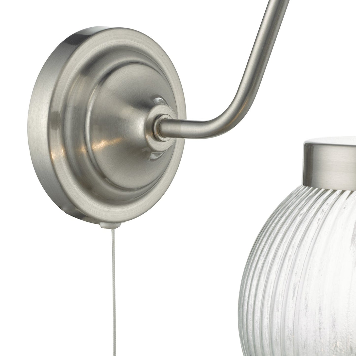 dar lighting Tamara Wall Light Satin Nickel Ribbed Glass TAM0738