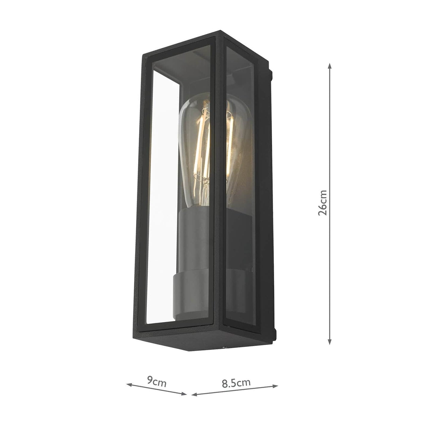 dar lighting Taryn Outdoor Wall Light Matt Grey Glass IP65 TAR1639