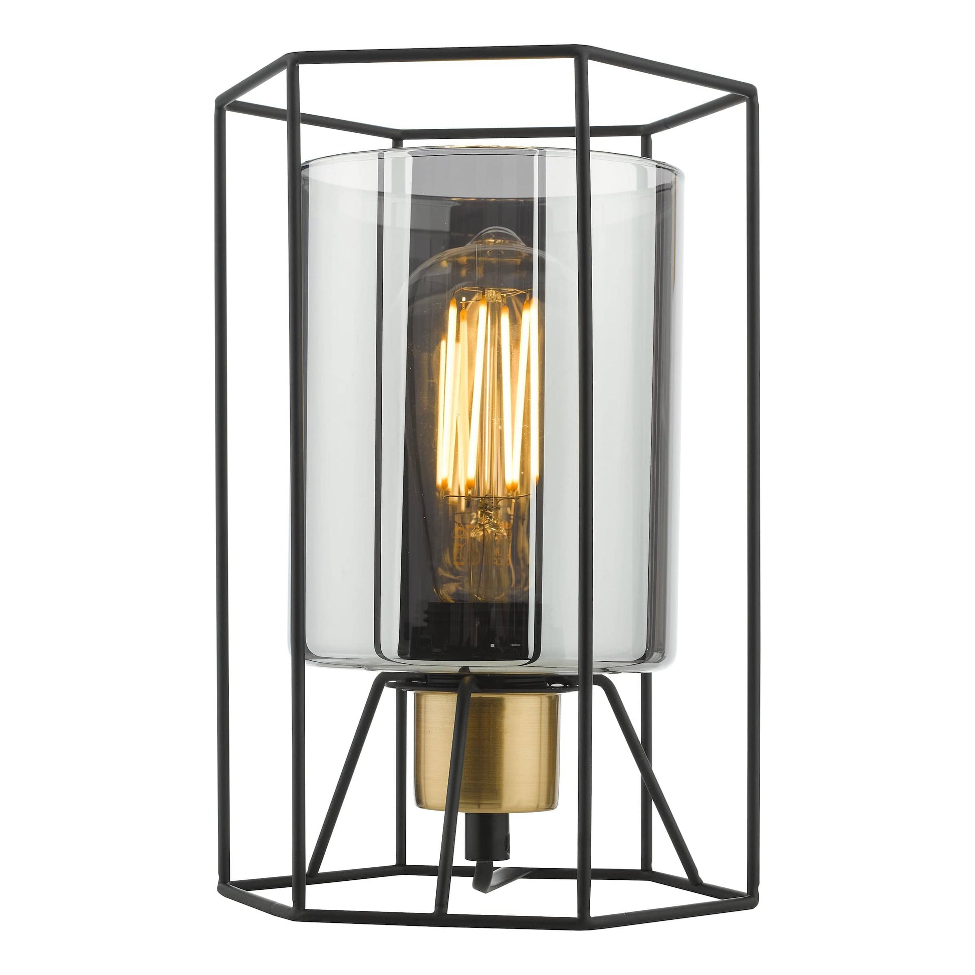 dar lighting Tatum Pendant Matt Black and Smoked Glass TAT0122