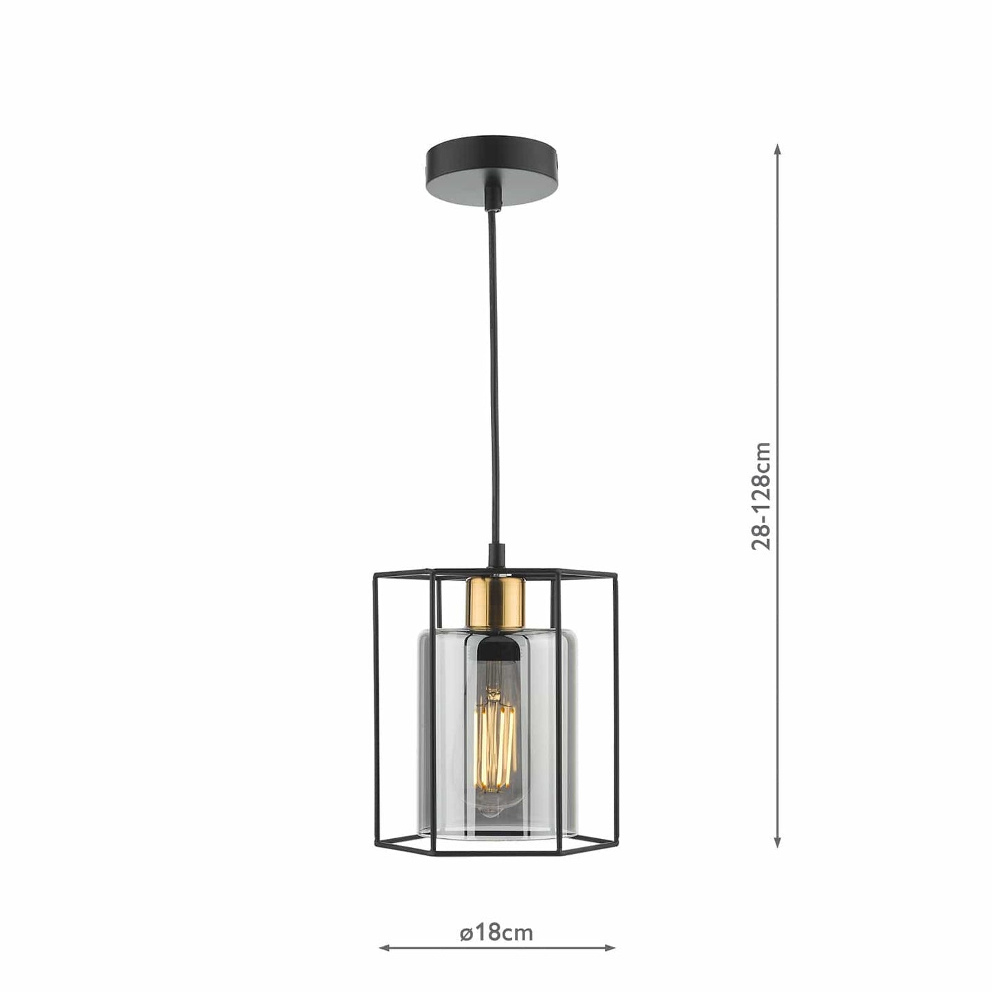 dar lighting Tatum Pendant Matt Black and Smoked Glass TAT0122