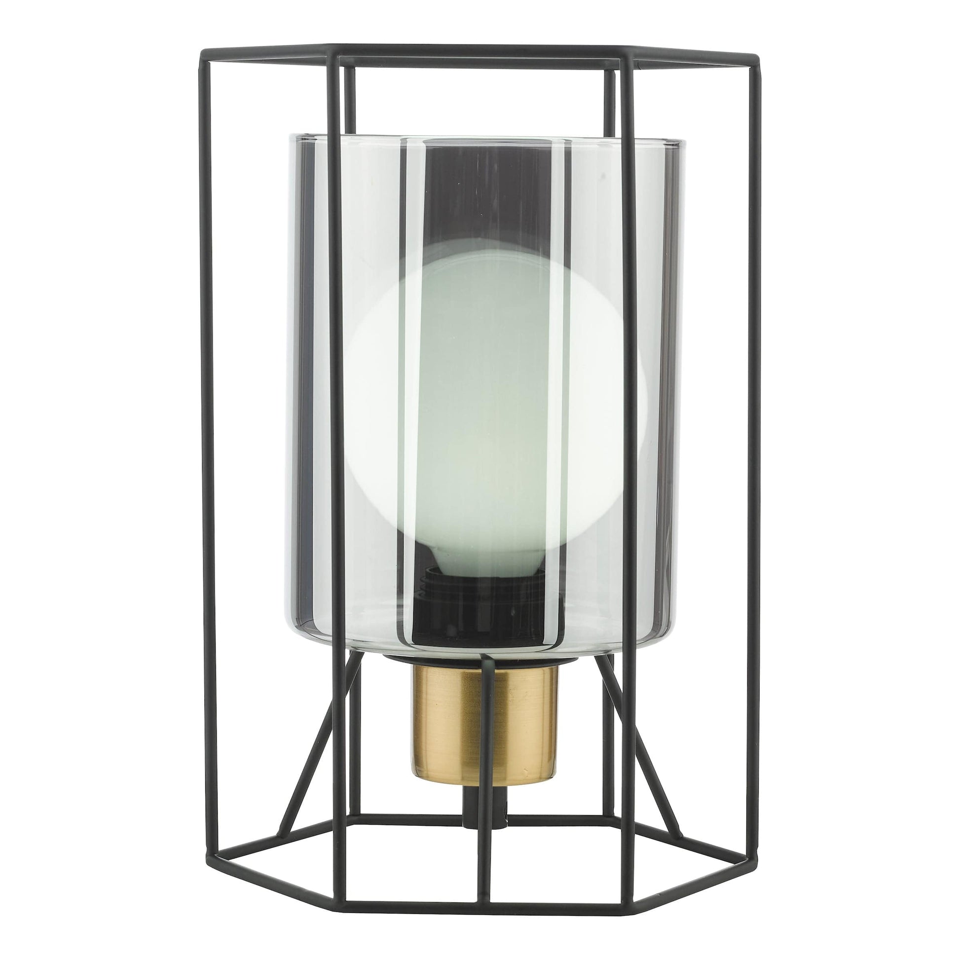 dar lighting Tatum Table Lamp Matt Black and Smoked Glass TAT4222