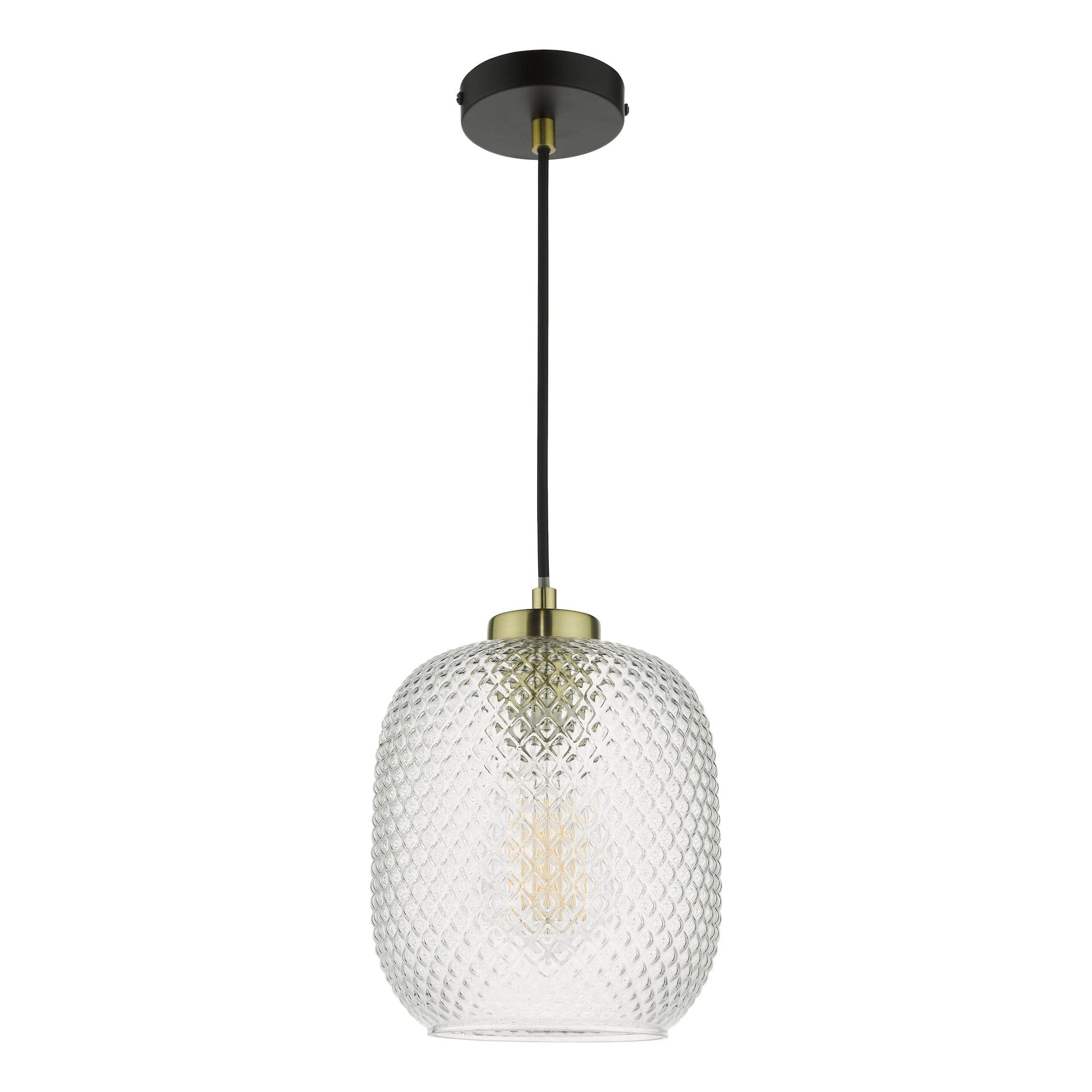 dar lighting Tehya Pendant Matt Black Textured Glass TEH0154