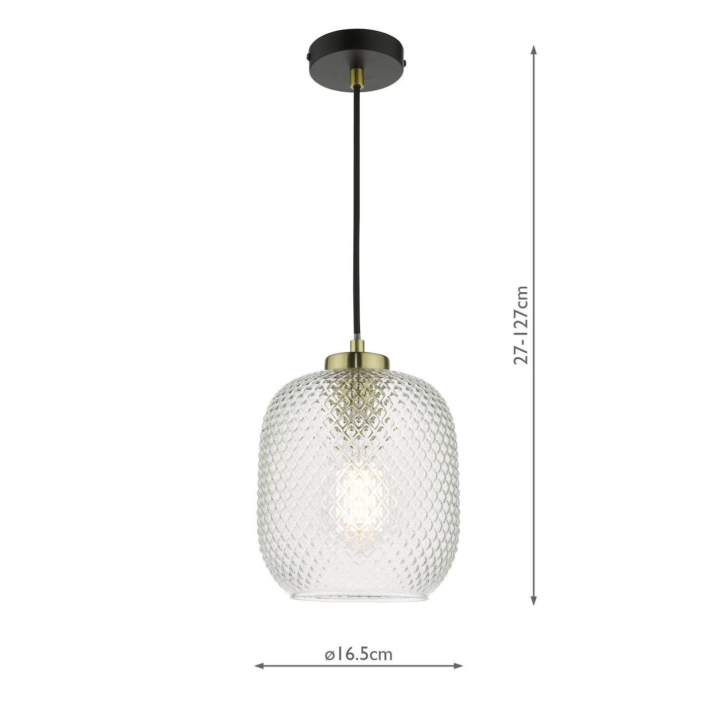 dar lighting Tehya Pendant Matt Black Textured Glass TEH0154