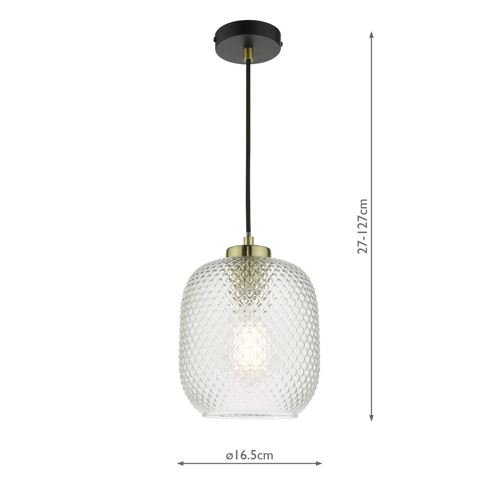 dar lighting Tehya Pendant Matt Black Textured Glass TEH0154