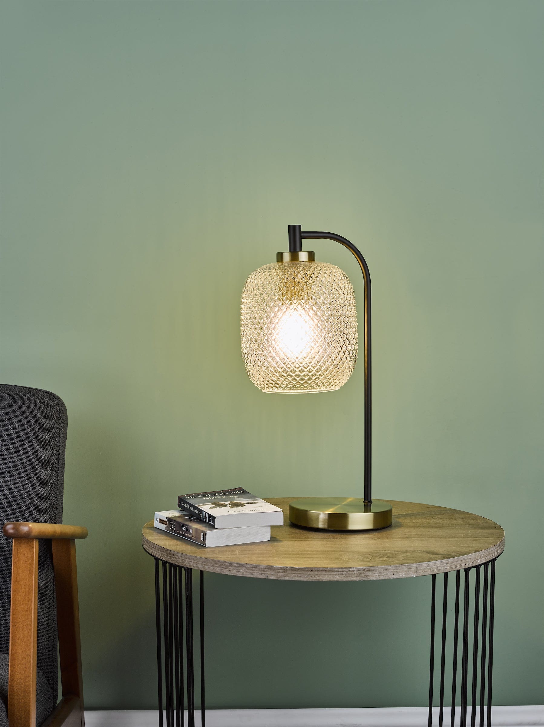 dar lighting Tehya Table Lamp Matt Black Textured Glass TEH4254