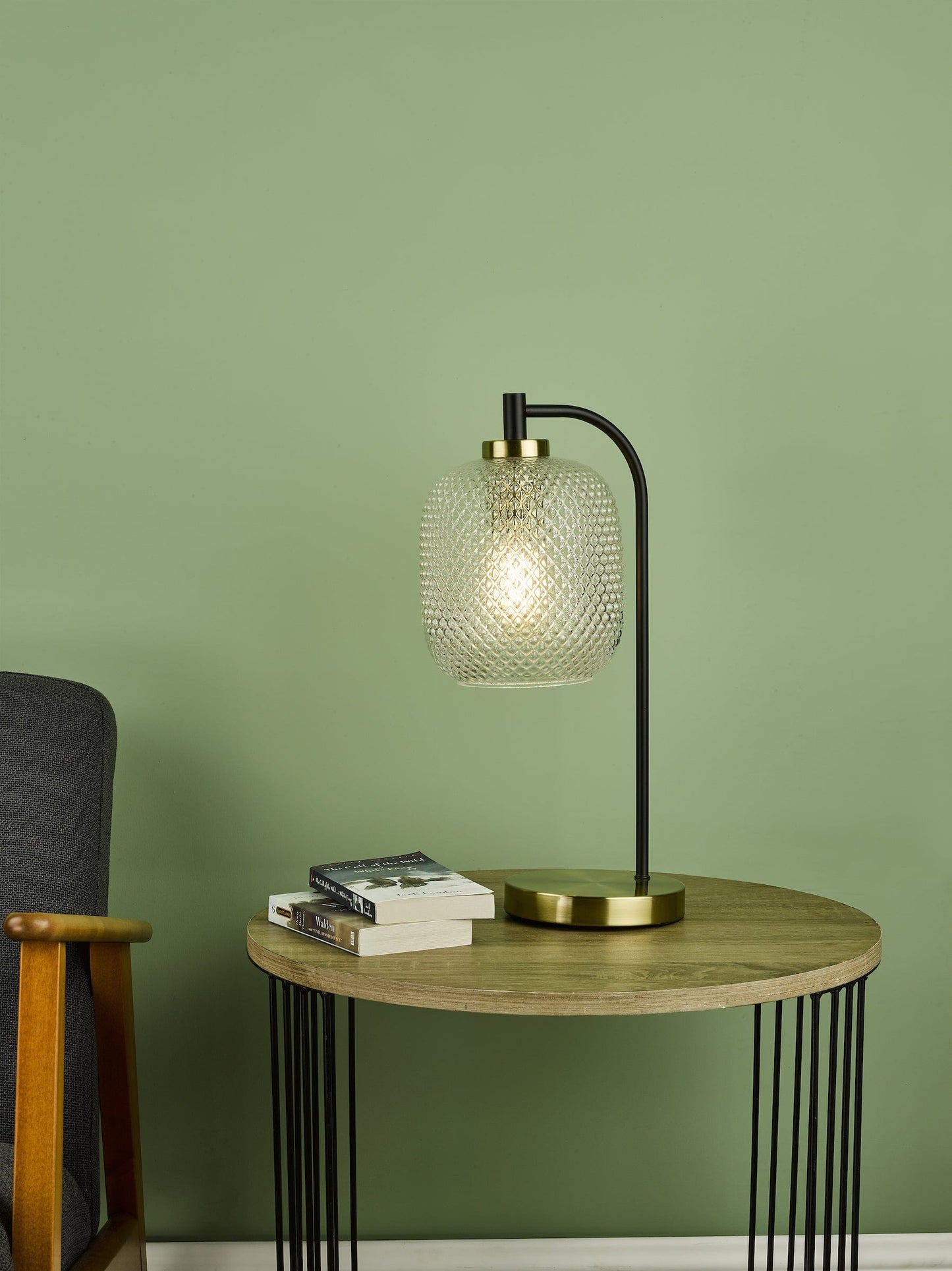 dar lighting Tehya Table Lamp Matt Black Textured Glass TEH4254