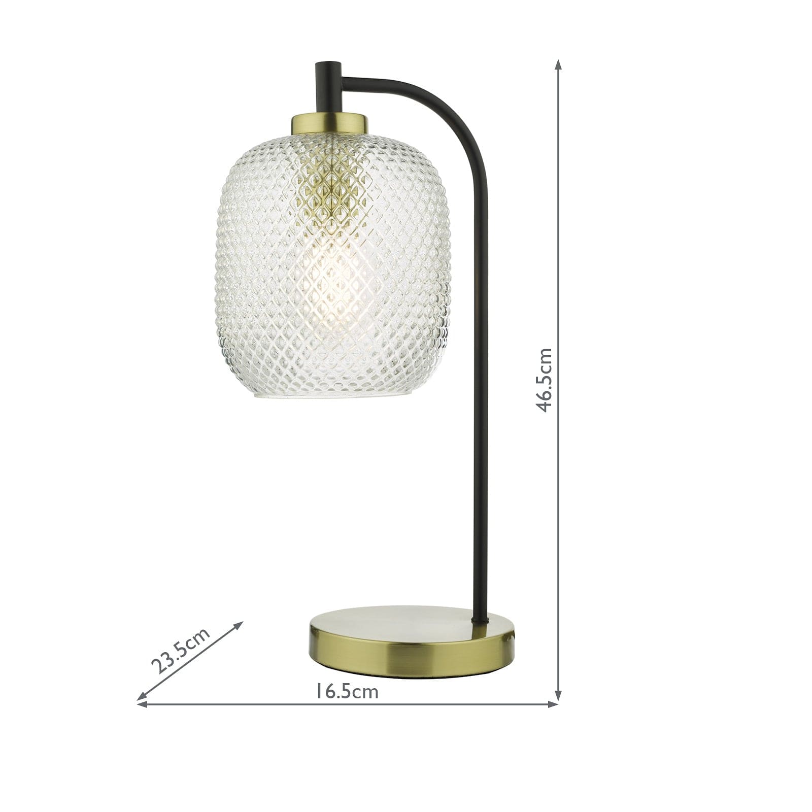 dar lighting Tehya Table Lamp Matt Black Textured Glass TEH4254