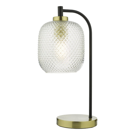 dar lighting Tehya Table Lamp Matt Black Textured Glass TEH4254