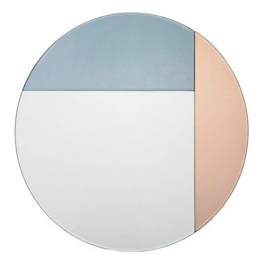 dar lighting Thalia Round Blue And Rose Gold Mirror 50cm 002THA50