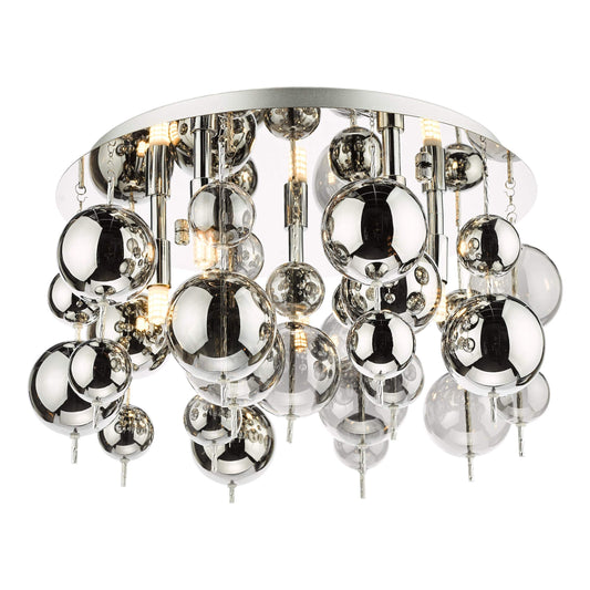 dar lighting Thora 5 Light Flush Polished Chrome Smoked Glass THO5410