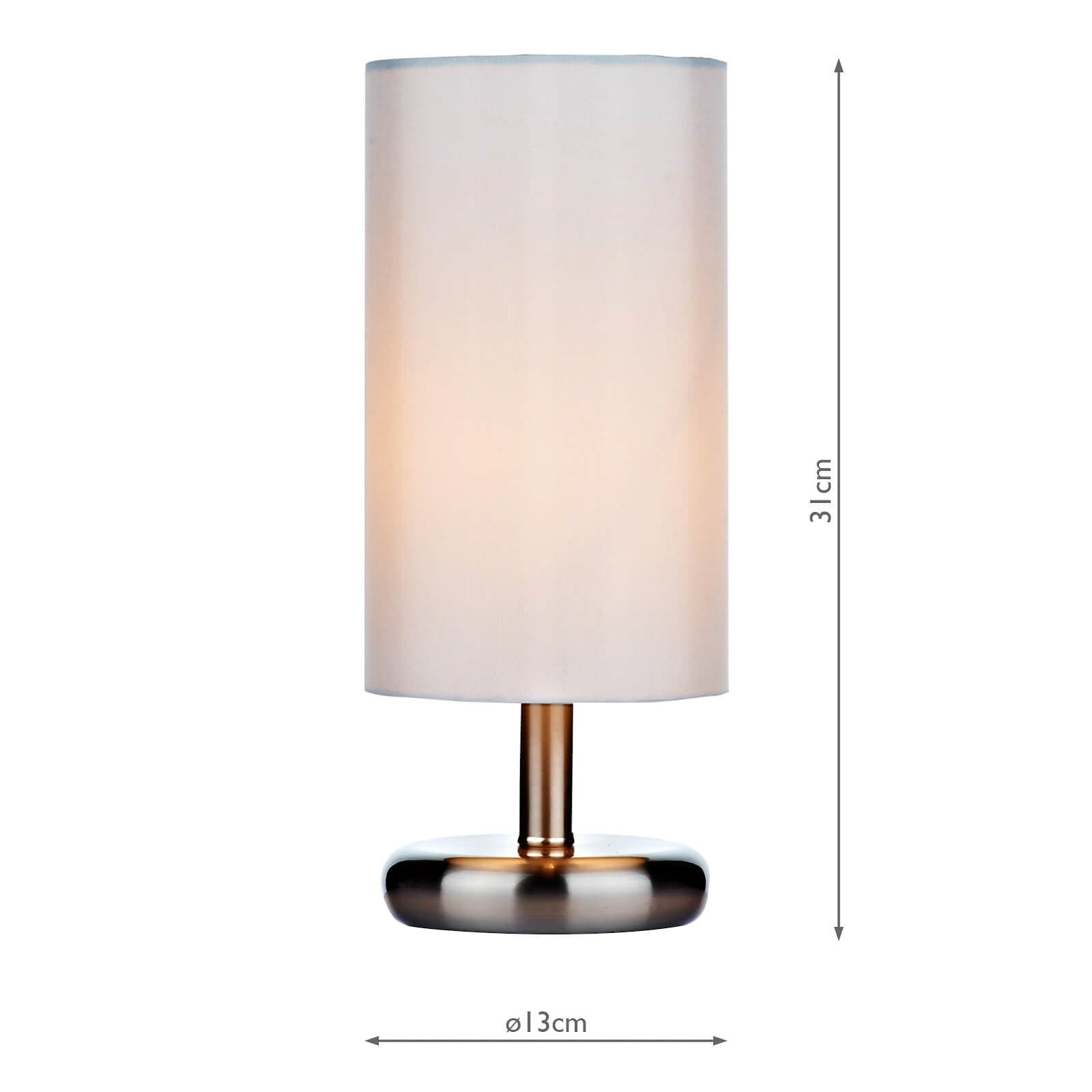 dar lighting Tico Touch Table Lamp Satin Chrome With Shade TIC4133