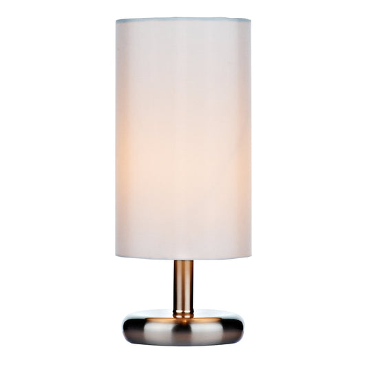 dar lighting Tico Touch Table Lamp Satin Chrome With Shade TIC4133