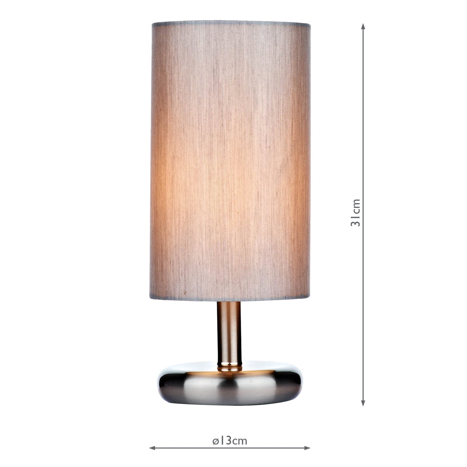 dar lighting Tico Touch Table Lamp - Satin Chrome With Shade TIC4139