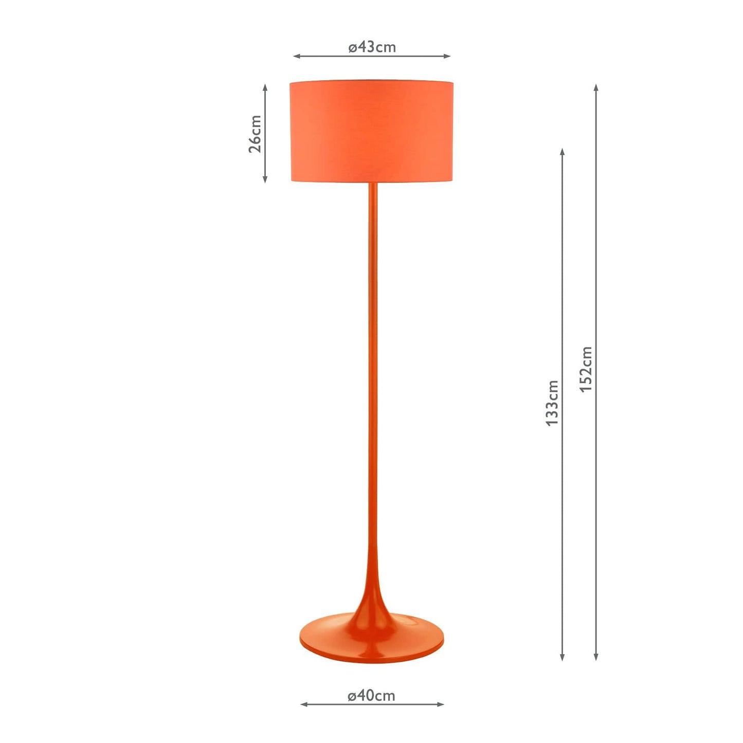 dar lighting Toledo Floor Lamp Satin Orange With Shade TOL4911