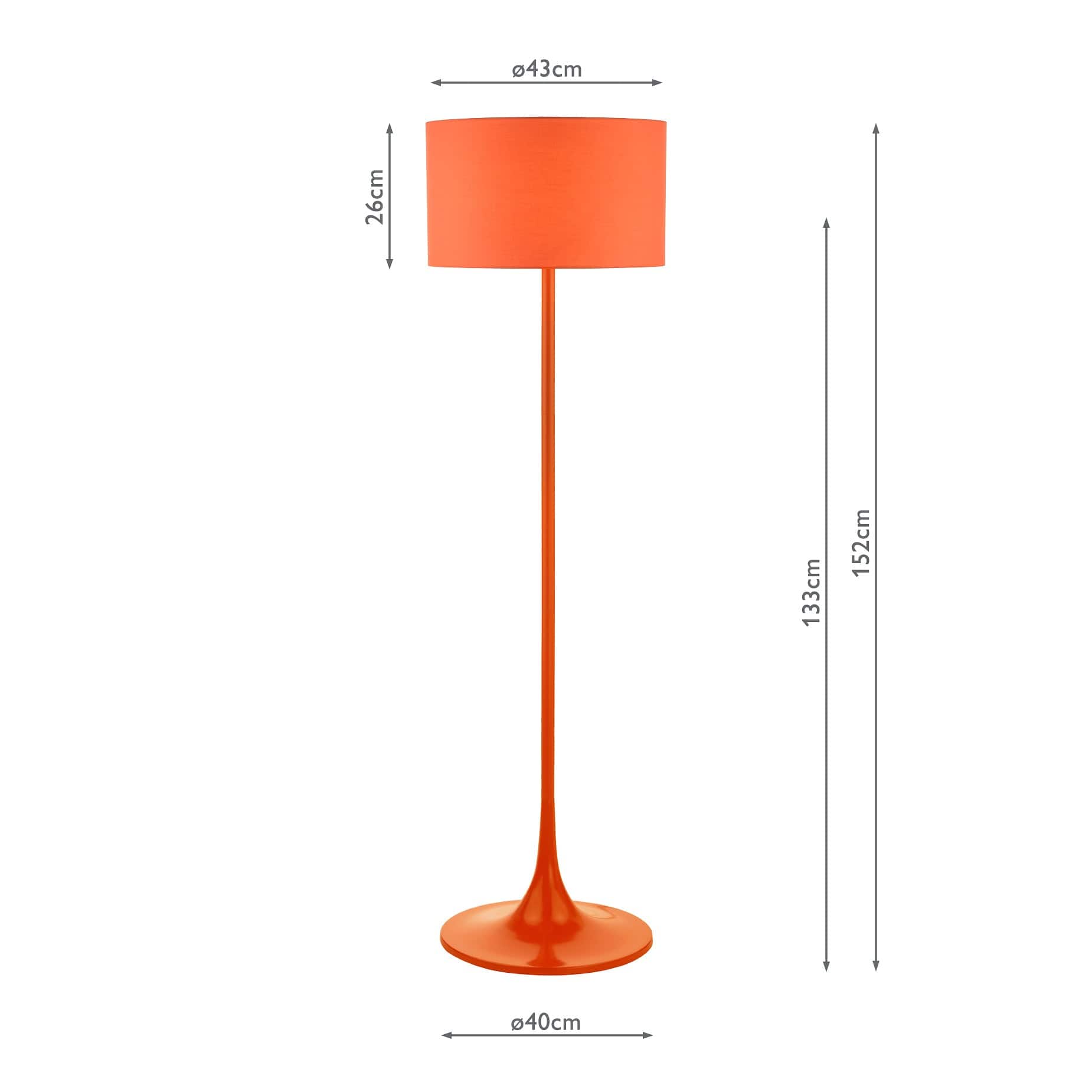 dar lighting Toledo Floor Lamp Satin Orange With Shade TOL4911