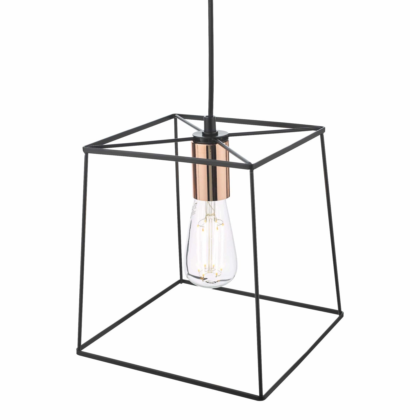 dar lighting Tower 1 Light Single Pendant Matt Black Copper TOW0122