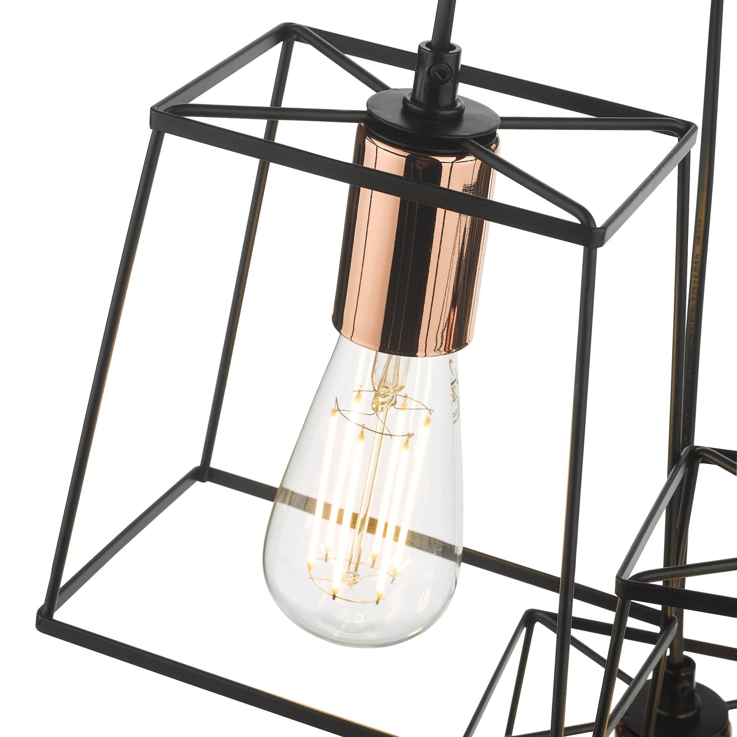 dar lighting Tower 3 Light Cluster Pendant Black & Copper TOW0322