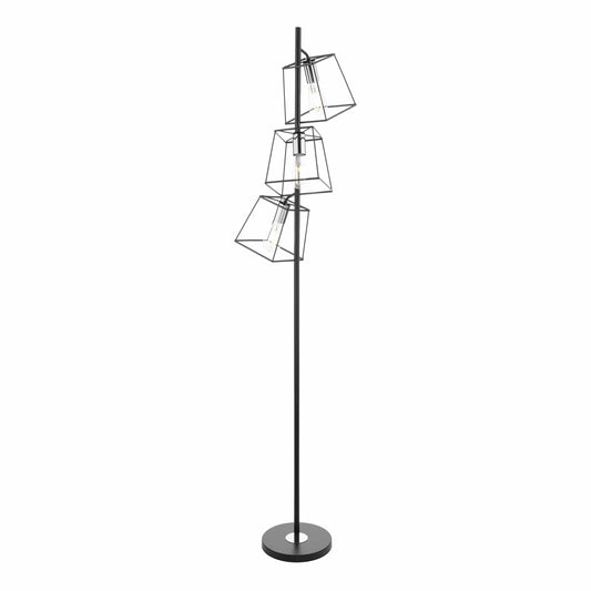 dar lighting Tower 3 Light Floor Lamp Matt Black and Polished Chrome TOW4950