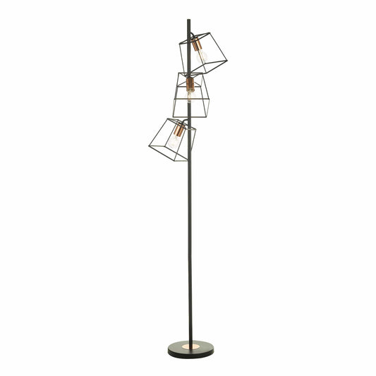 dar lighting Tower 3 Light Floor Lamp Matt Black Copper TOW4922