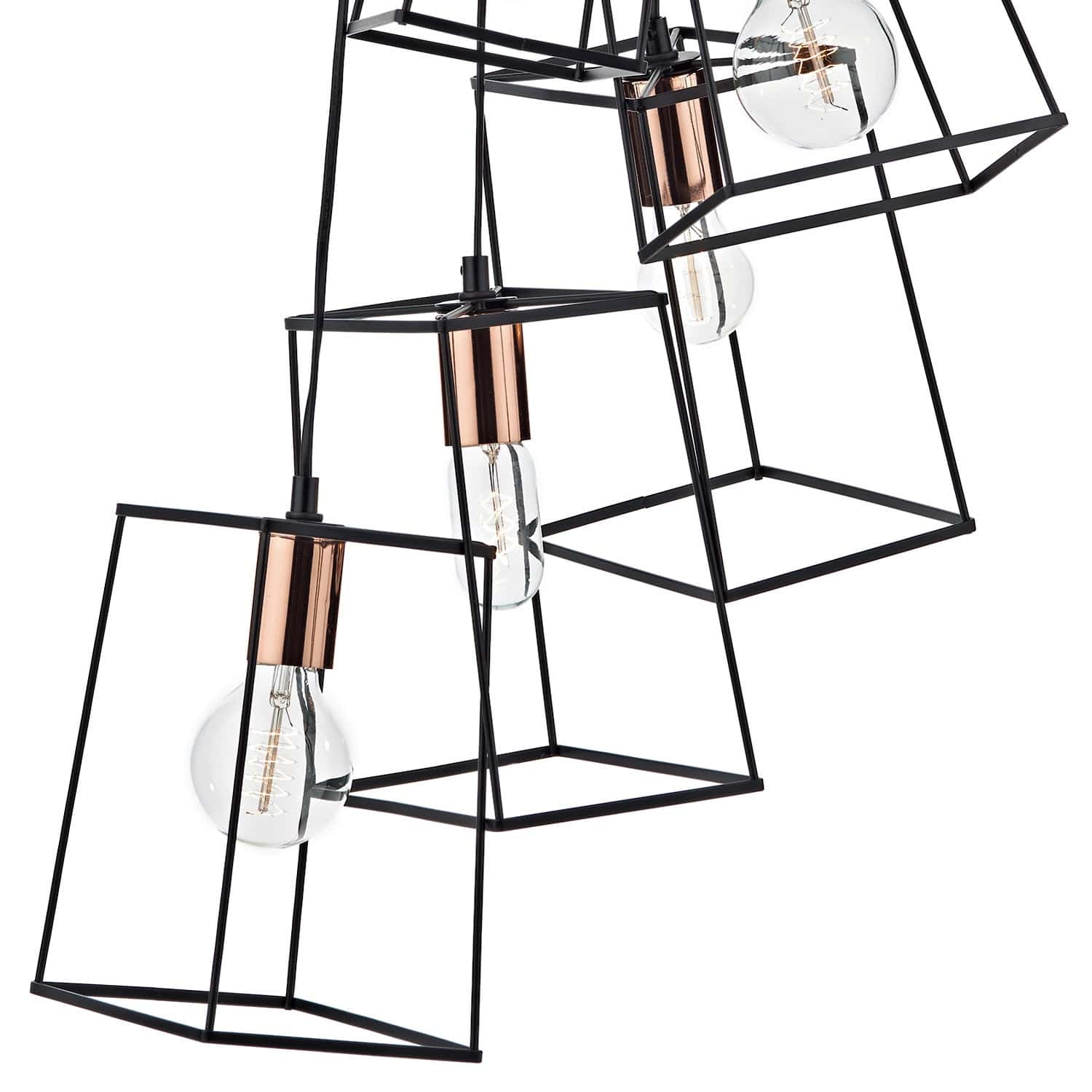 dar lighting Tower 6 Light Cluster Pendant Matt Black & Copper TOW0622