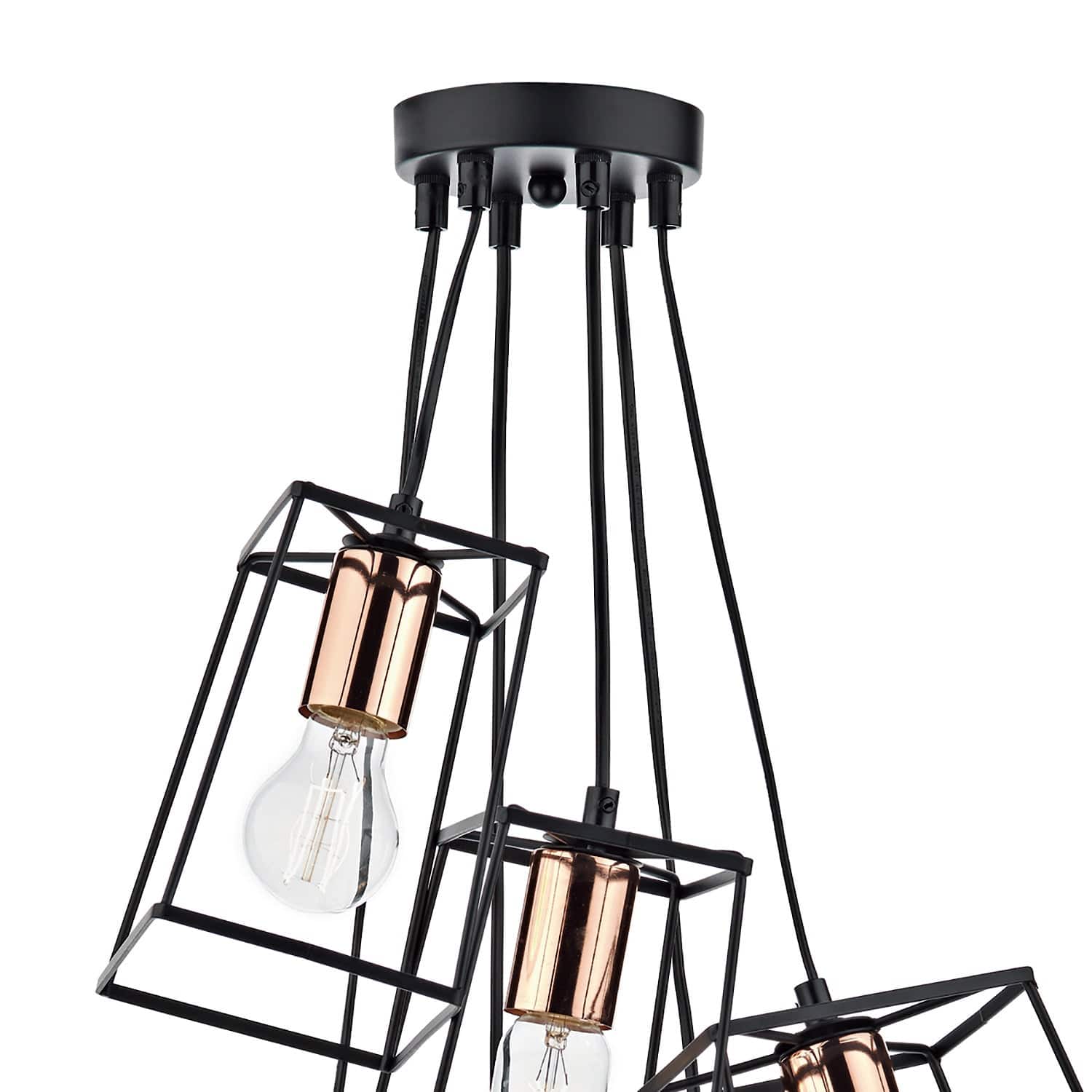 dar lighting Tower 6 Light Cluster Pendant Matt Black & Copper TOW0622