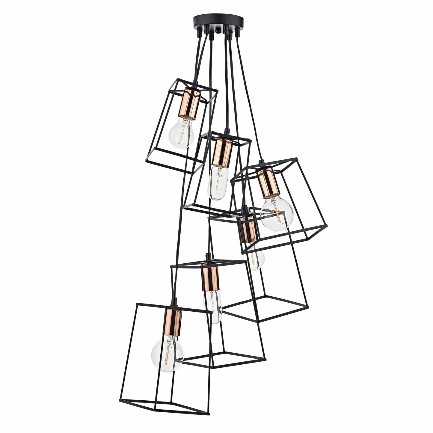 dar lighting Tower 6 Light Cluster Pendant Matt Black & Copper TOW0622