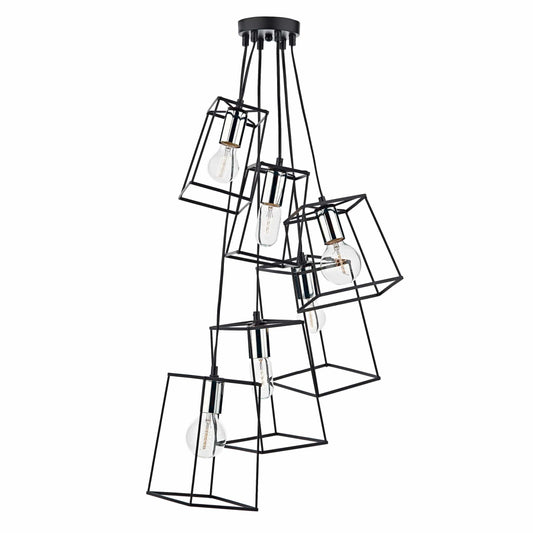 dar lighting Tower 6lt Cluster Pendant Black & Polished Chrome TOW0650