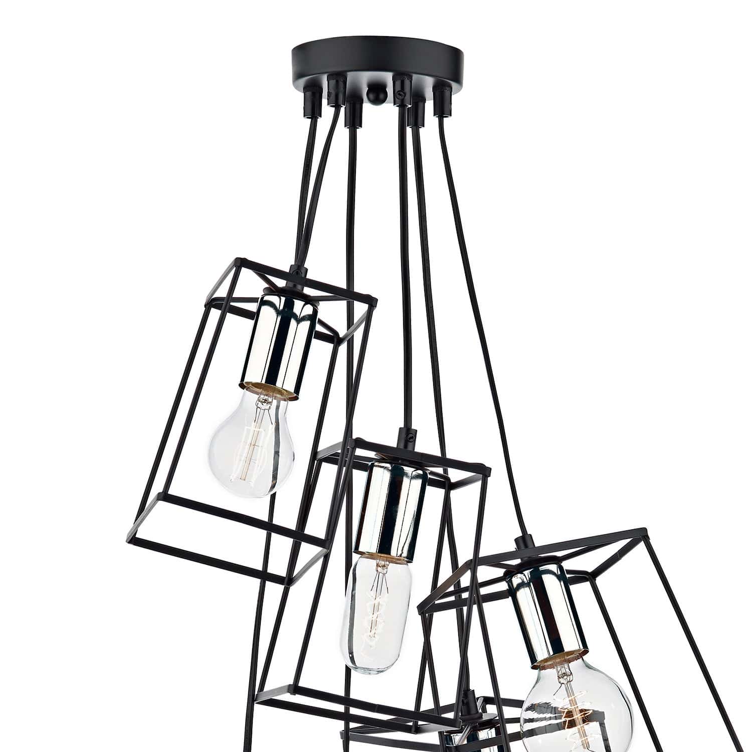dar lighting Tower 6lt Cluster Pendant Black & Polished Chrome TOW0650
