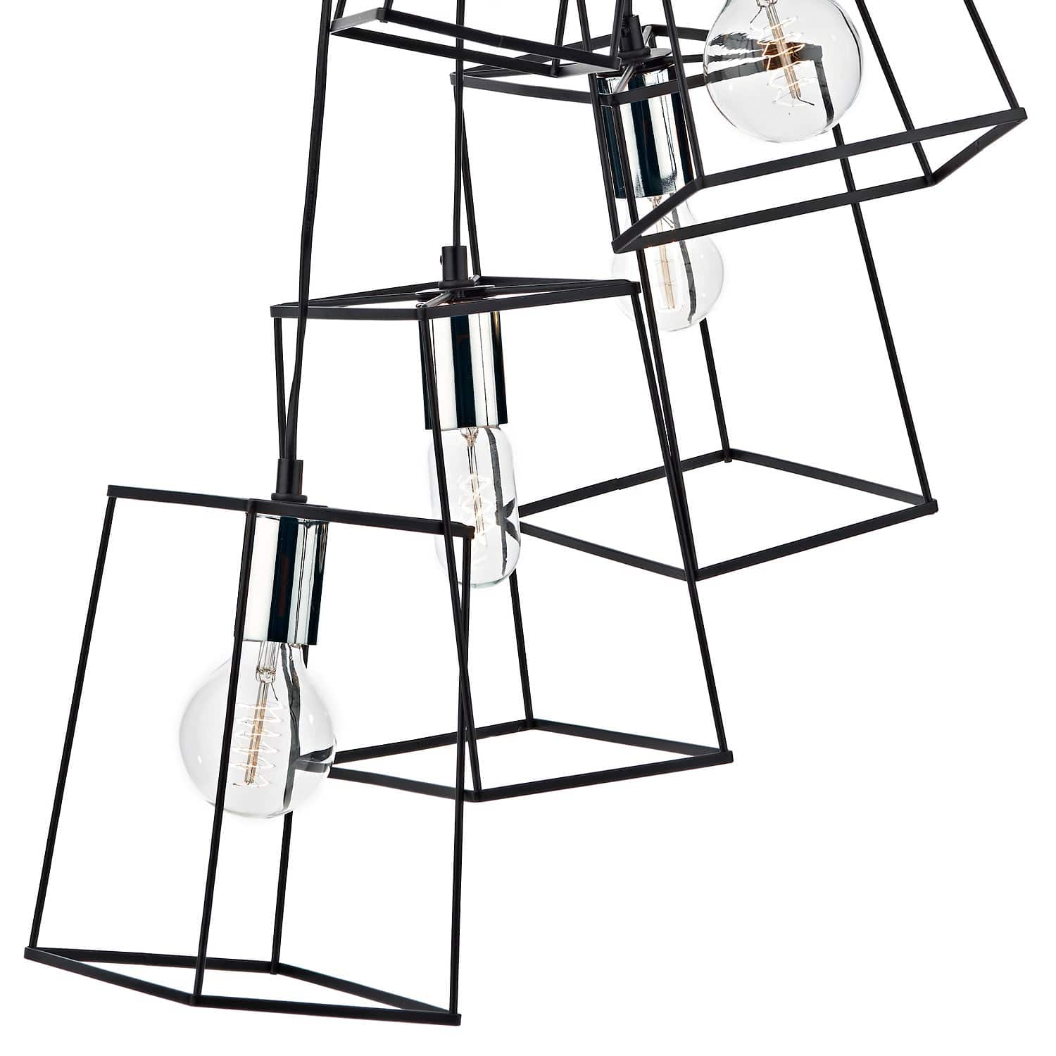 dar lighting Tower 6lt Cluster Pendant Black & Polished Chrome TOW0650