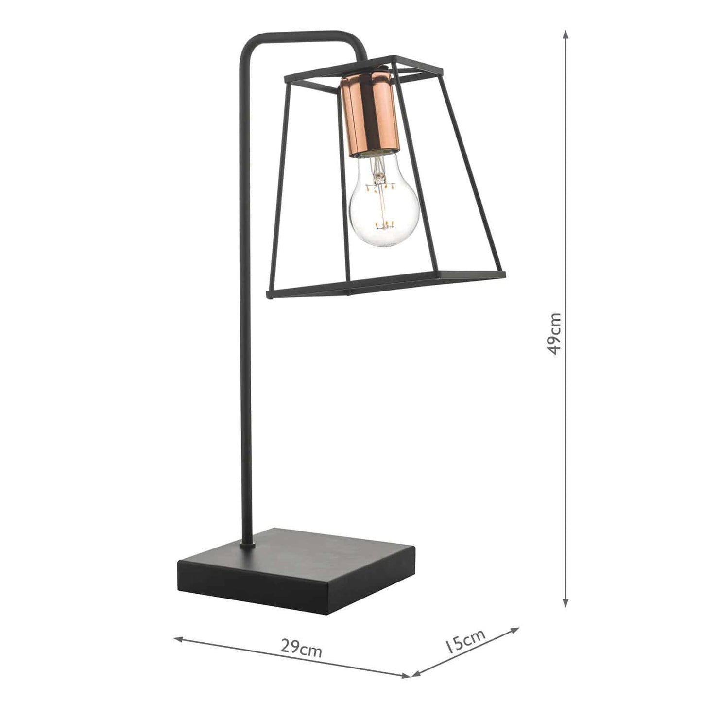 dar lighting Tower Table Lamp Black & Copper TOW4122