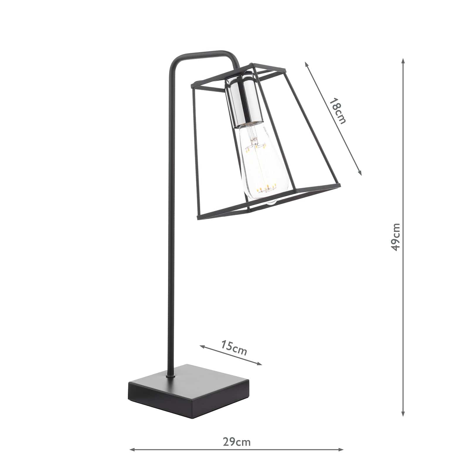 dar lighting Tower Table Lamp Matt Black and Polished Chrome TOW4150