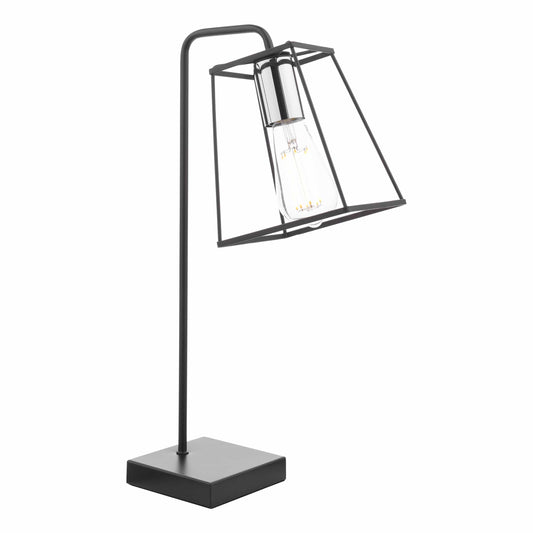 dar lighting Tower Table Lamp Matt Black and Polished Chrome TOW4150