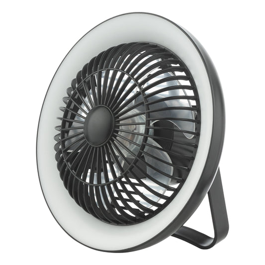 dar lighting Turbo Desk Fan With Lamp Black LED TUR4122