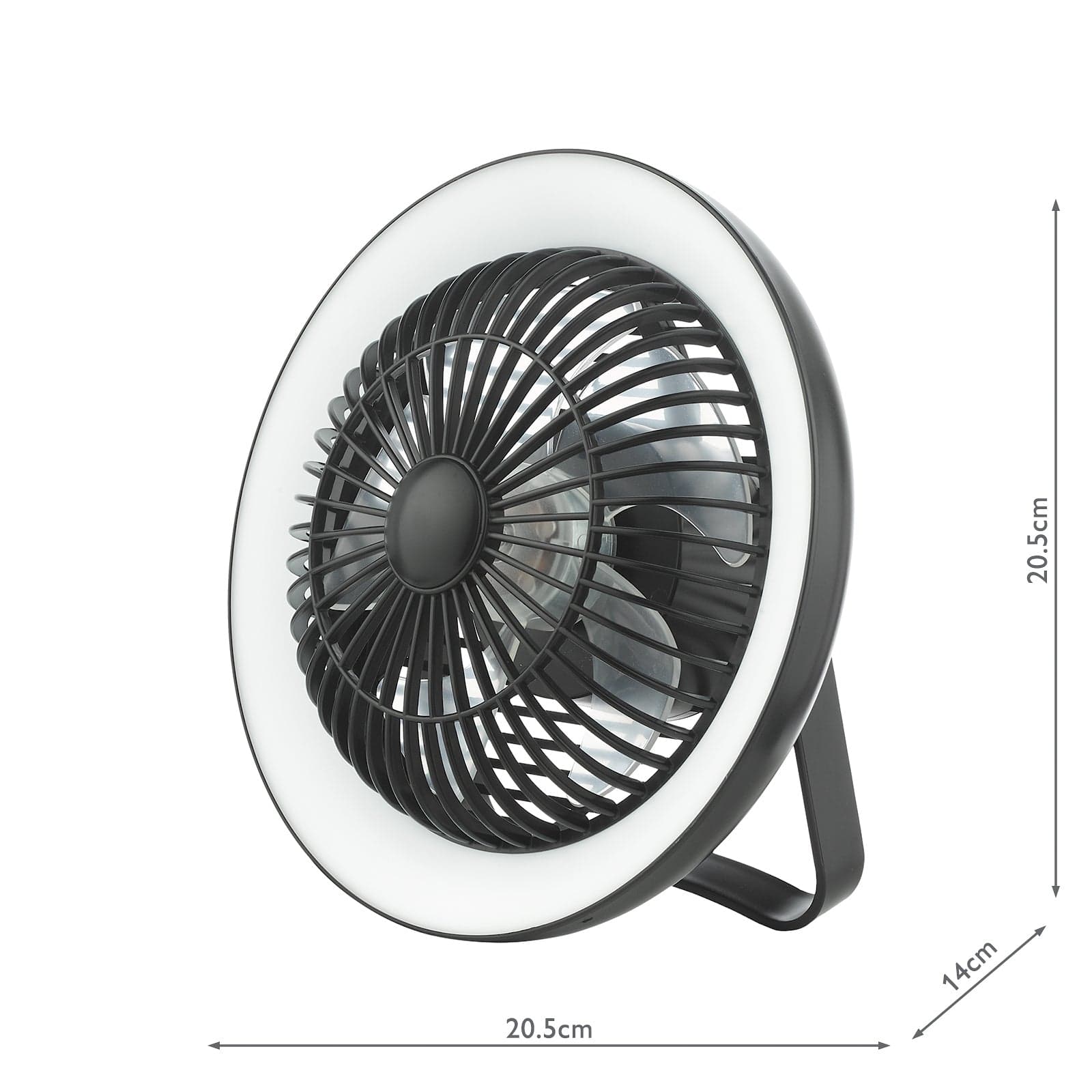 dar lighting Turbo Desk Fan With Lamp Black LED TUR4122