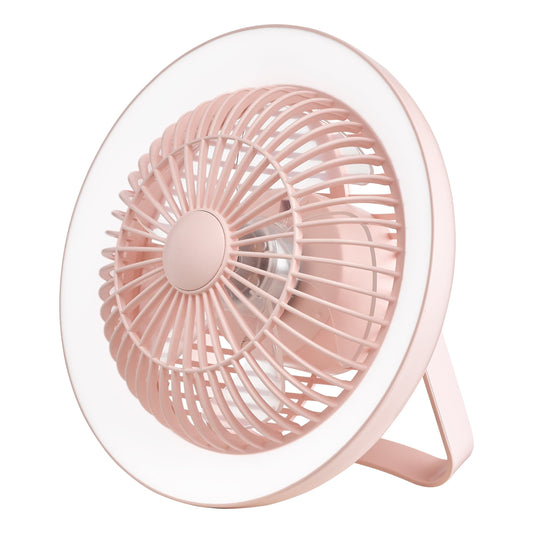 dar lighting Turbo Desk Fan With Lamp Pink LED TUR4103