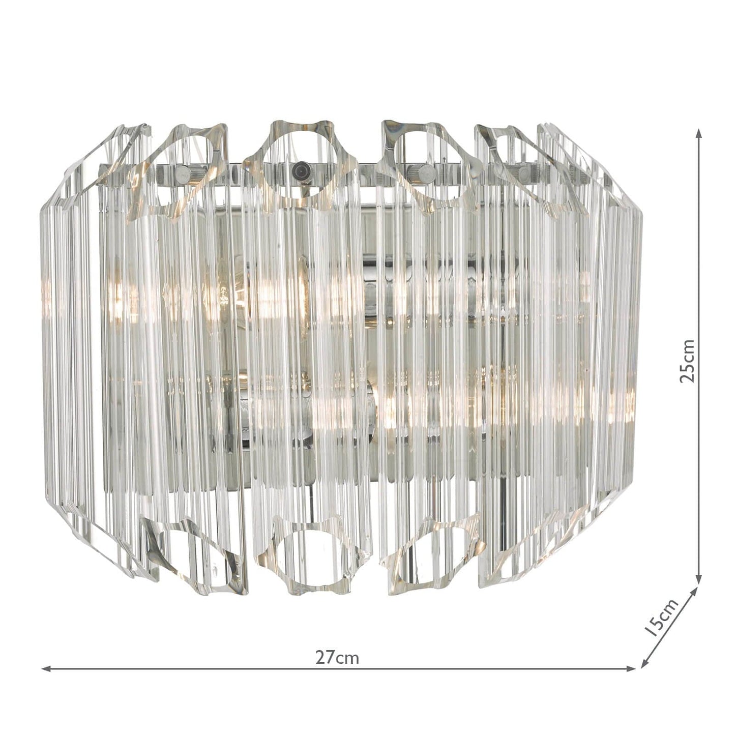 dar lighting Tuvalu 2 Light Wall Light Glass & Polished Chrome TUV0908