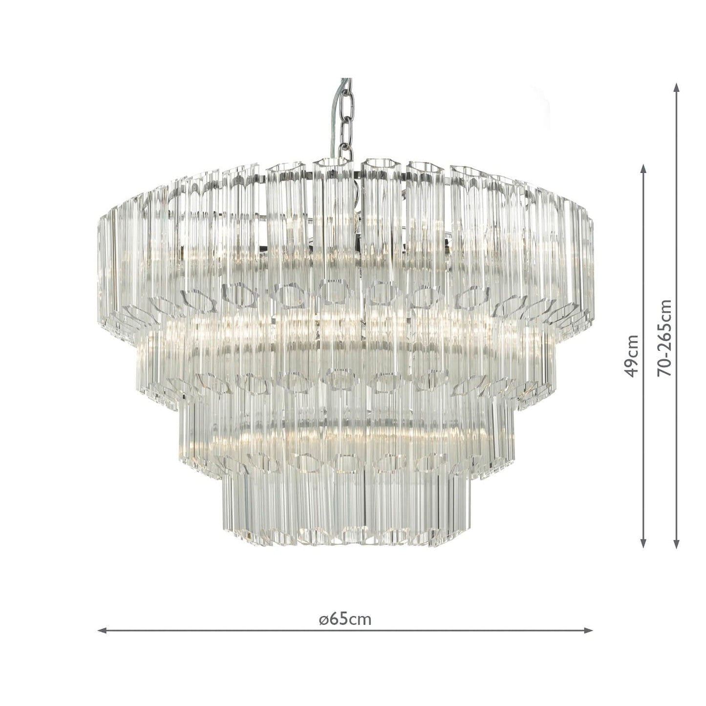 dar lighting Tuvalu 4 Tier 9 Light Chandelier Crystal & Polished Chrome TUV1308